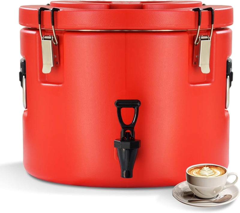 Carivia 20L/5Gal Insulated Beverage Dispenser, Ice & Hot Drink Dispenser with Spout Spigot and Portable Handles,Thermal Hot and Cold Drink Server Dispenser for Restaurant Drink Shop - Image 1